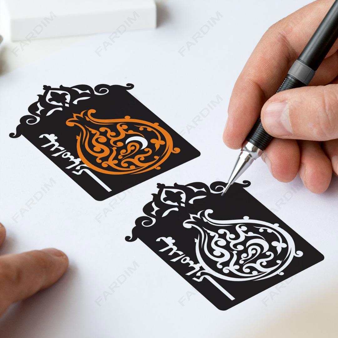 طرح وکتور تایپوگرافی و حروف نگاری یلدا مبارک همراه با انار و ماه